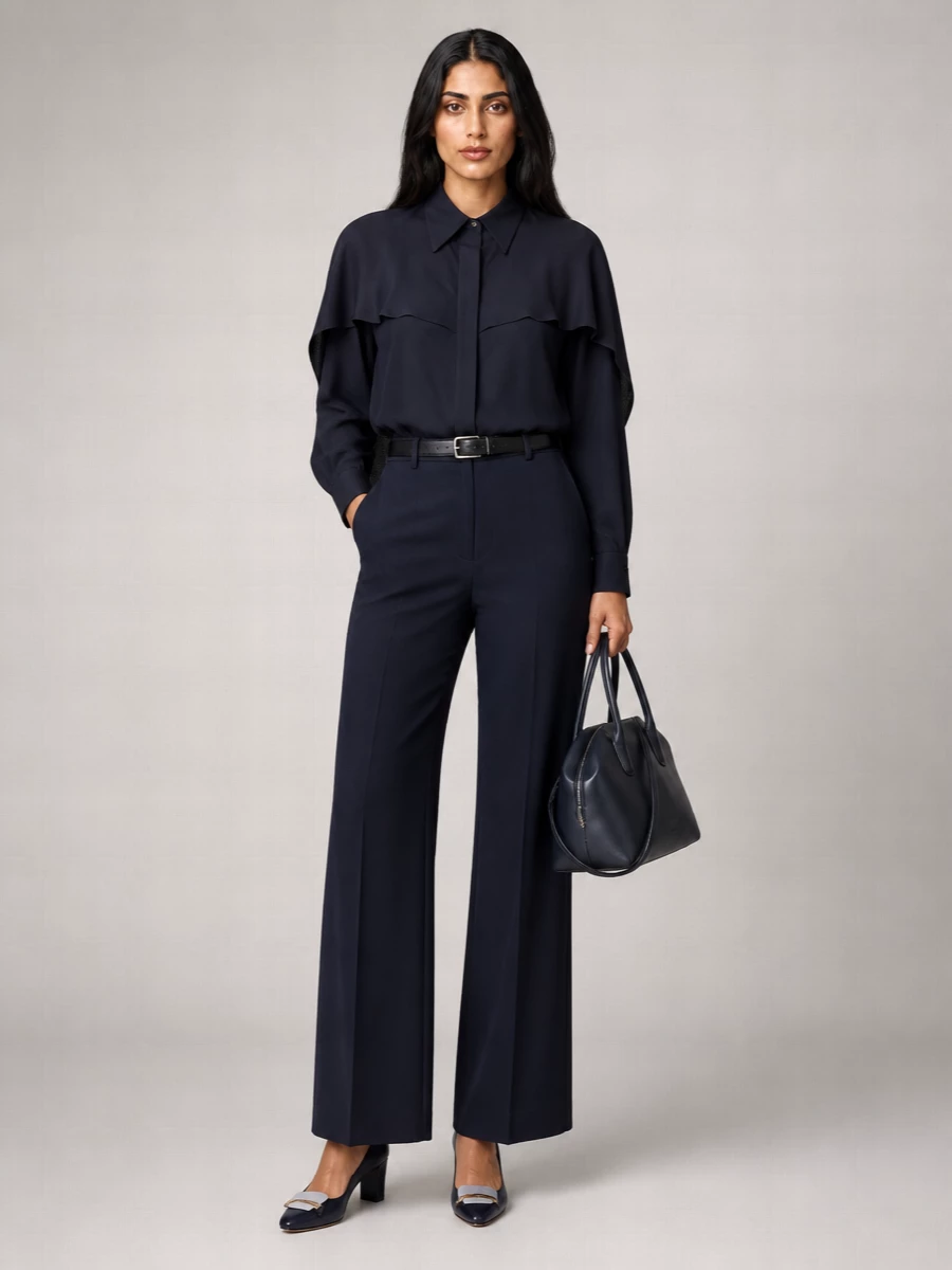 Pt Torino Virgin Wool Twill Wide-Leg Trousers
