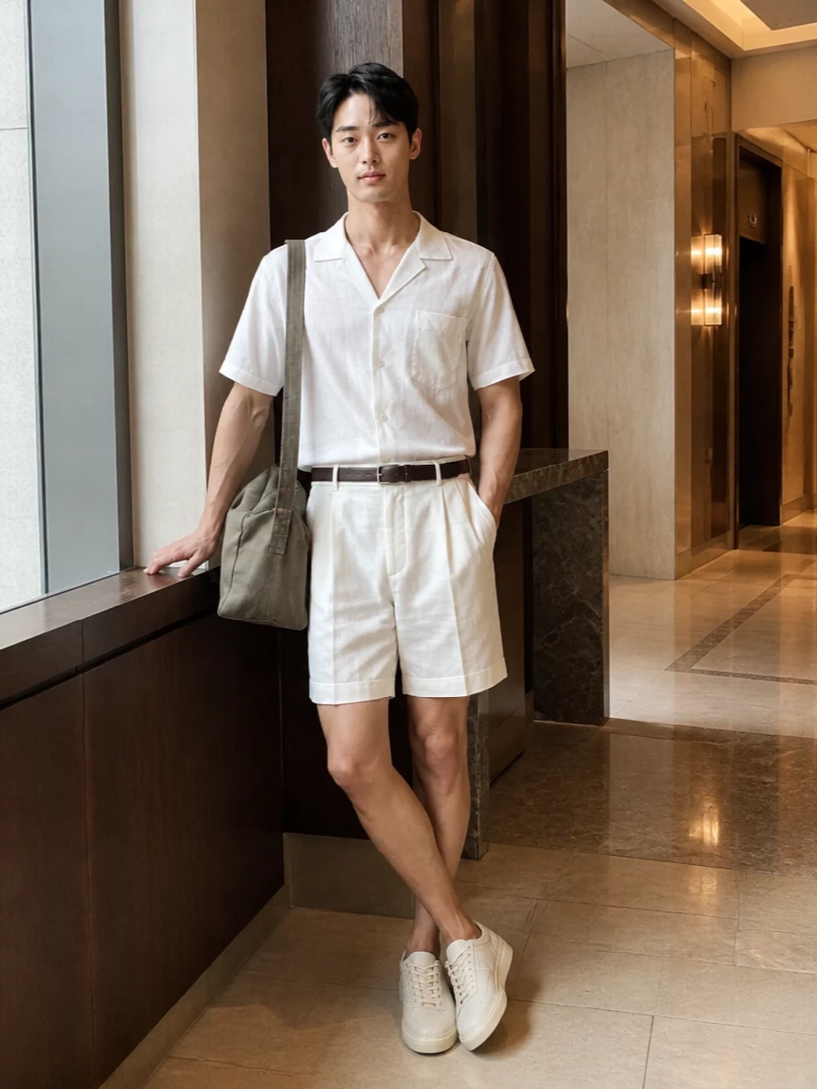 Hugo camp shirt boss tailored shorts outfit