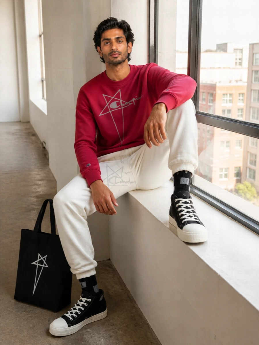 Rick owens sweatshirt track pants sneakers outfit