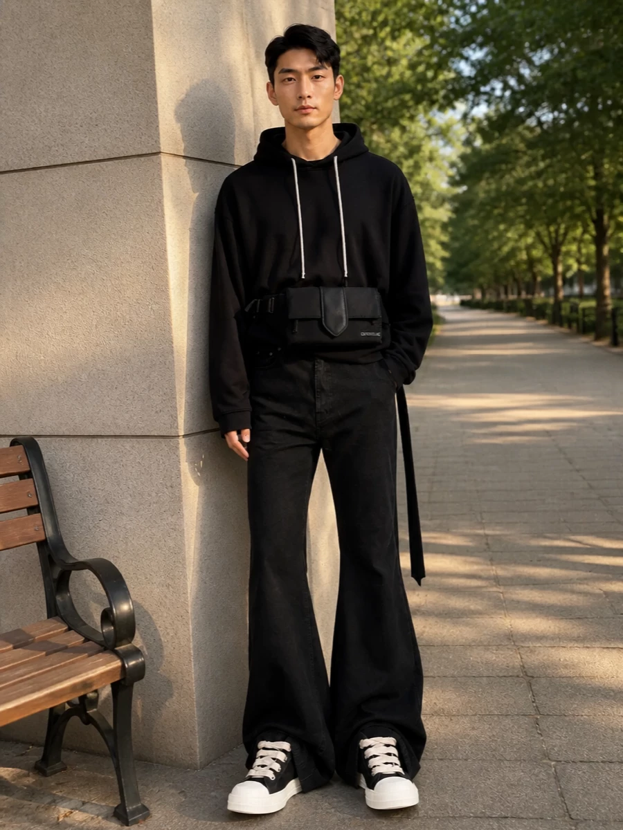 Rick owens drkshdw flared jeans black hoodie