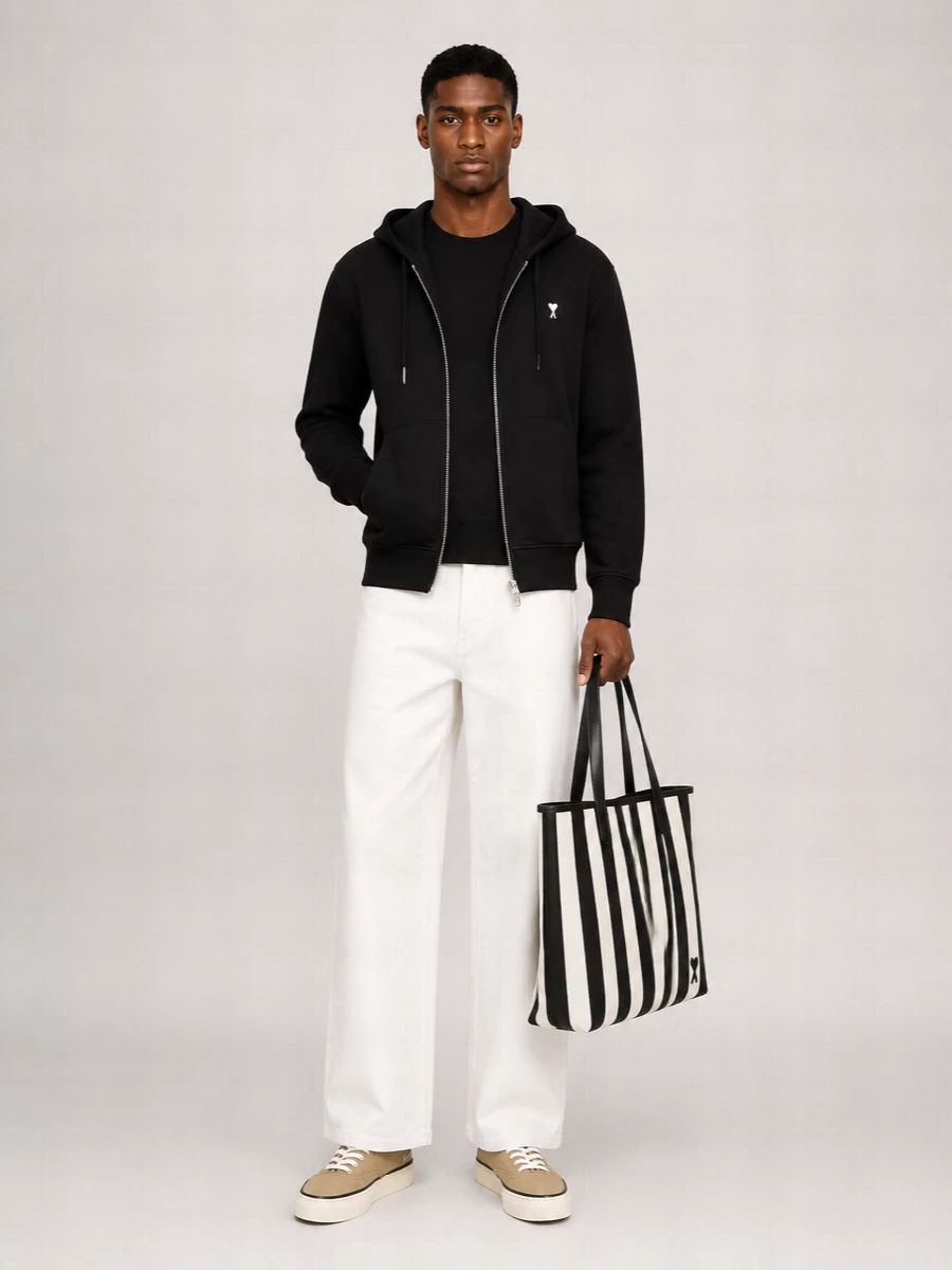 Ami Paris Cotton Zip-Up Hoodie