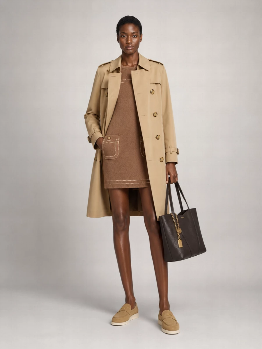 Burberry Cotton Double-Breasted Belted Trench Coat