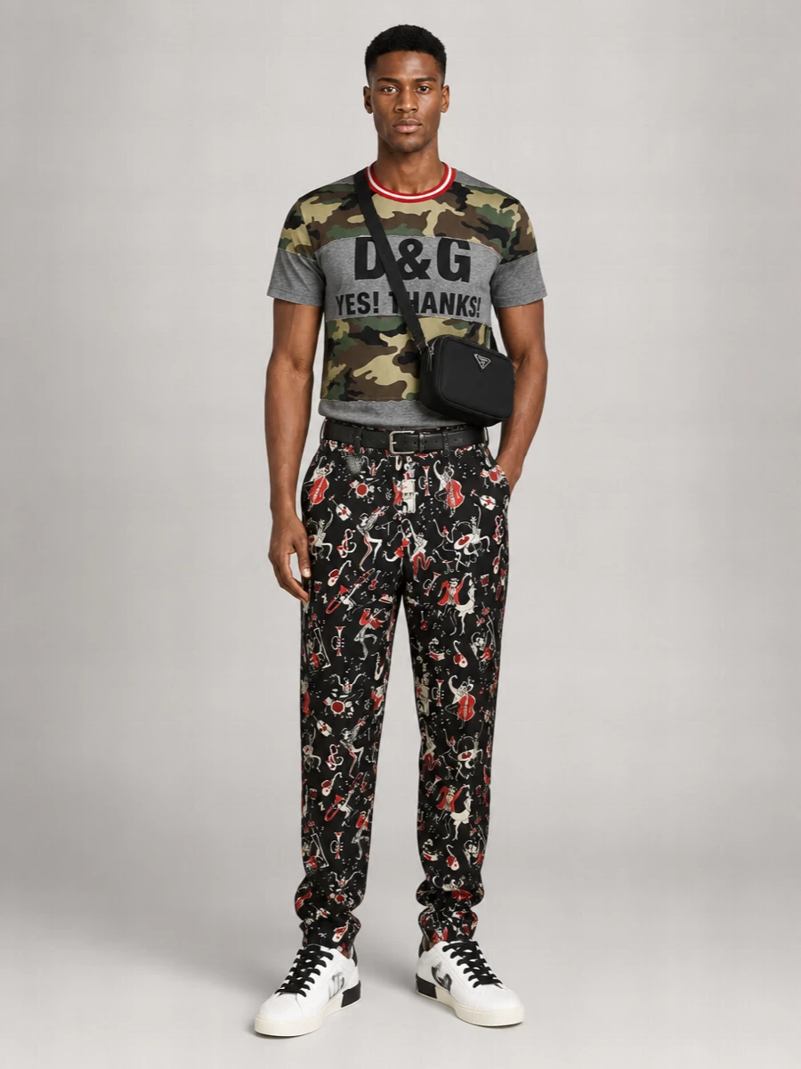 Dolce&Gabbana Camouflage Logo-Print Cotton T-Shirt
