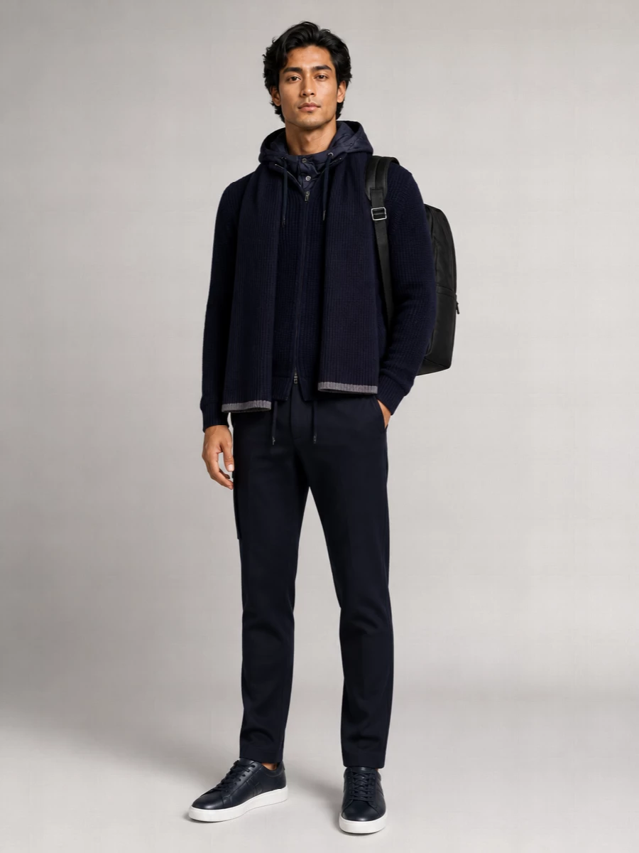 Herno Ribbed Wool Hooded Cardigan