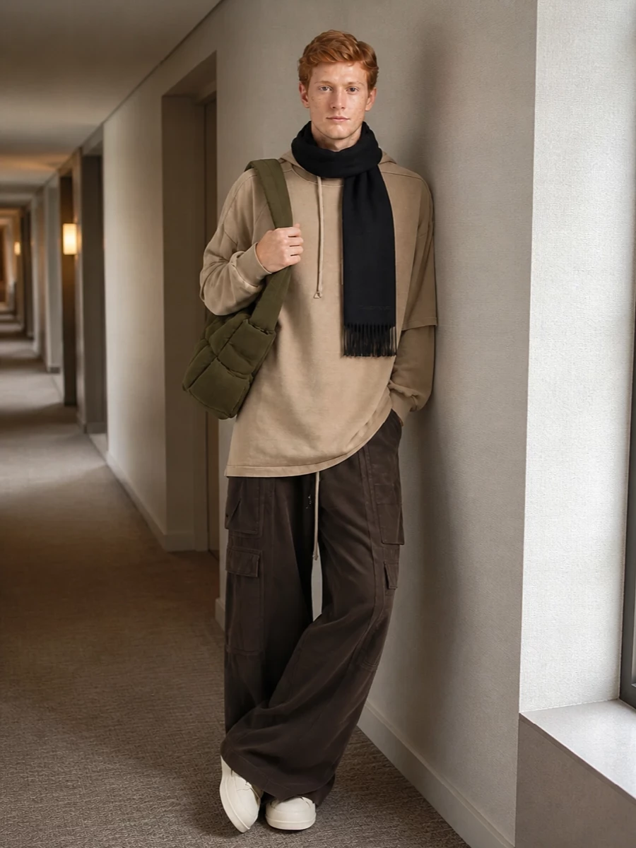 Rick owens hoodie cargo pants street style