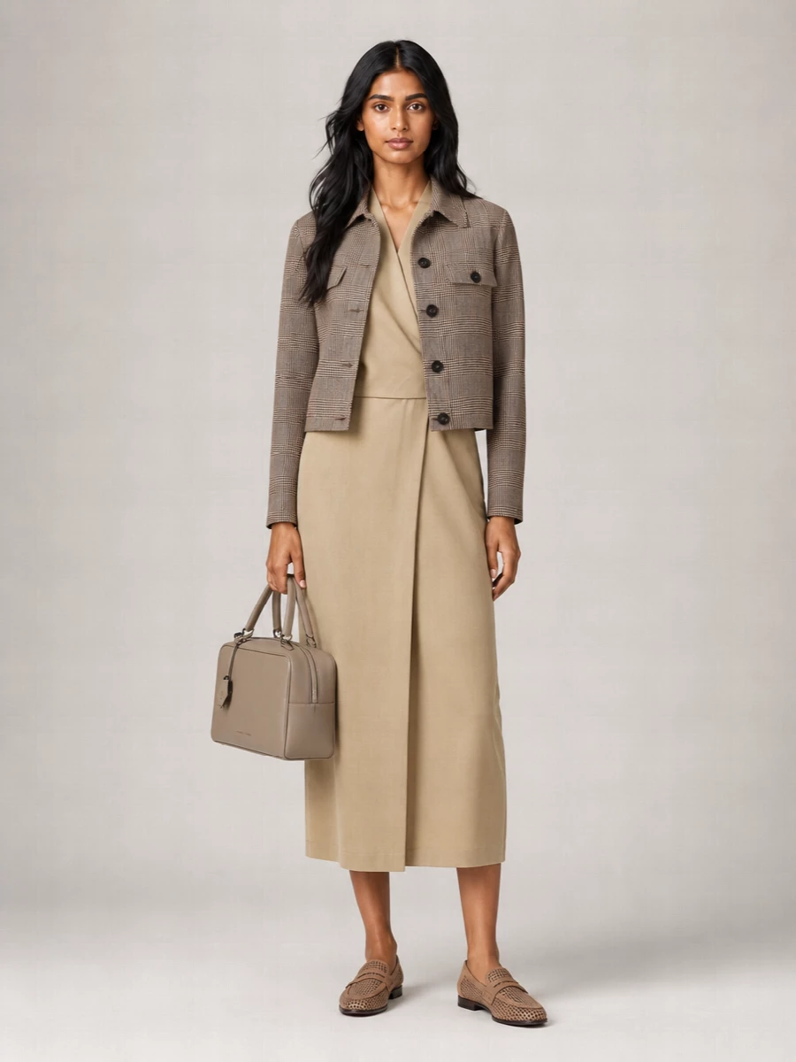 Brunello Cucinelli Linen Checked Cropped Jacket