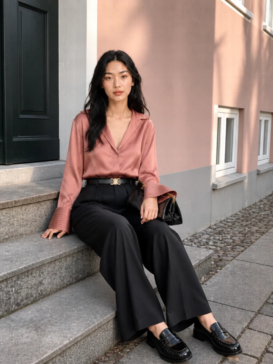 Dries van noten wide leg trousers satin blouse