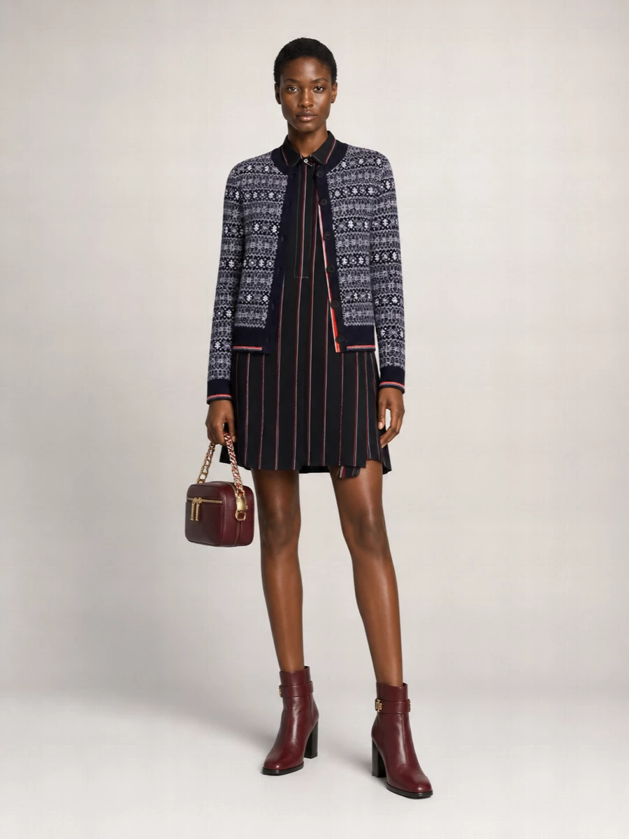 Thom Browne fine merino wool fair isle crewneck cardigan