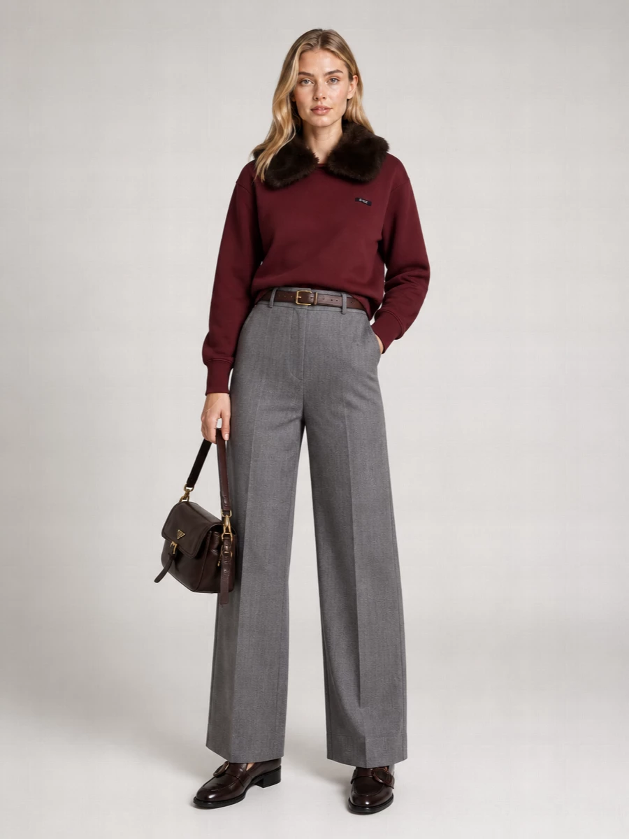 Prada Cotton Oversized Shearling Collar Sweatshirt