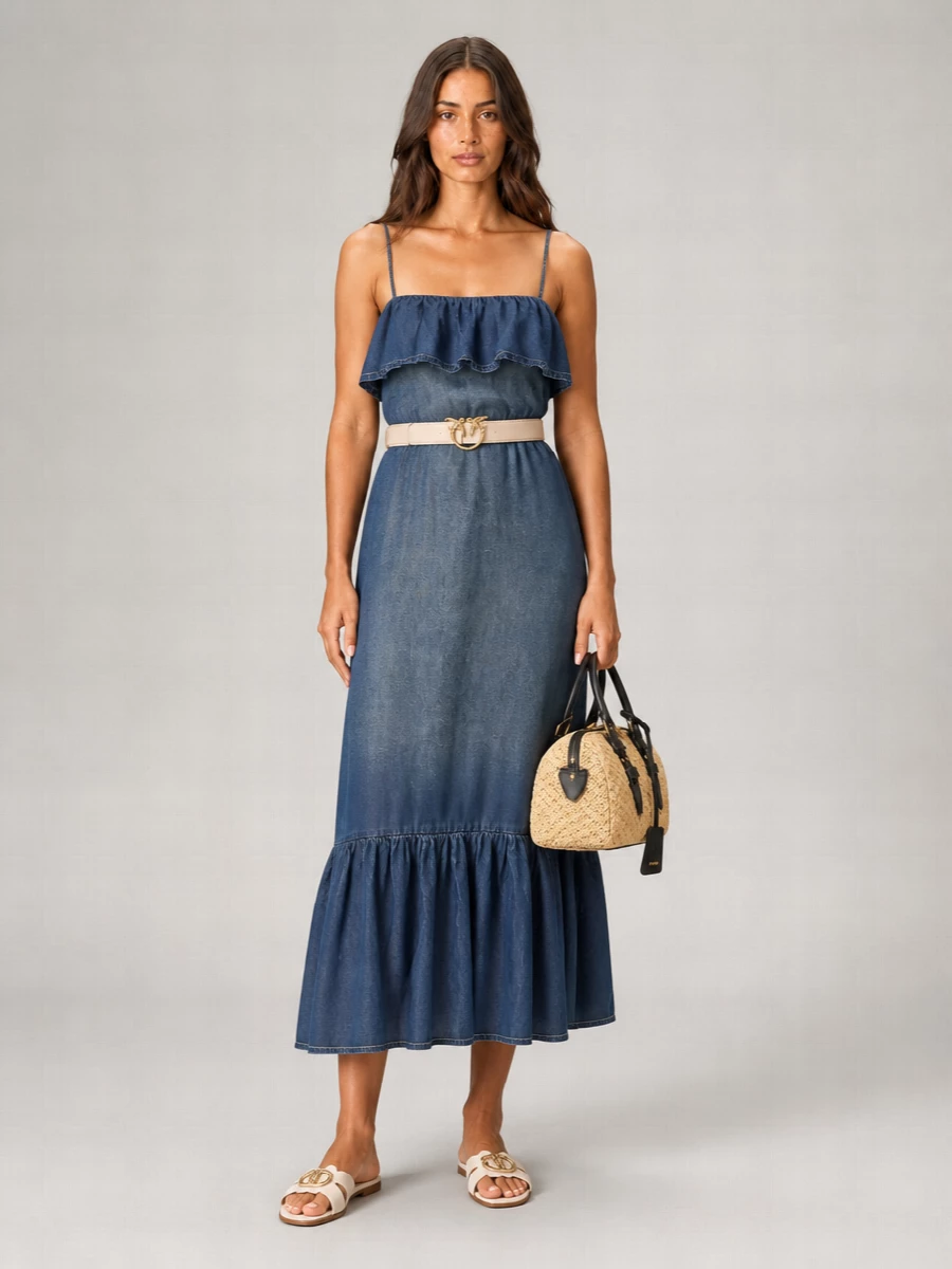 Pinko Denim Relaxed-Fit Maxi Dress