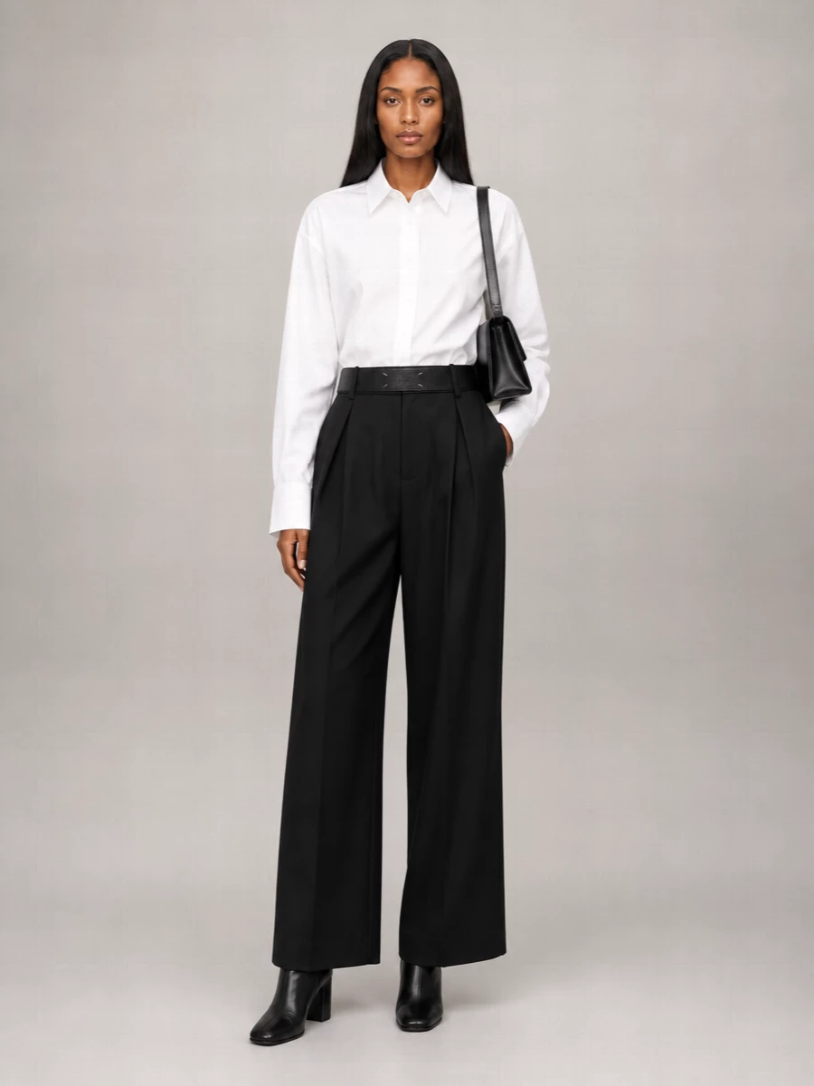 Mm6 Maison Margiela High-Rise Wide-Leg Trousers
