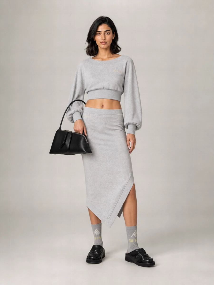 The Attico Cotton Asymmetric Midi Skirt