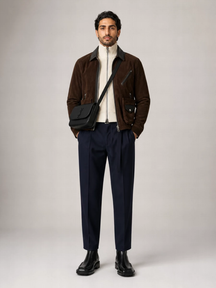 Sacai Leather Suede Blouson Jacket