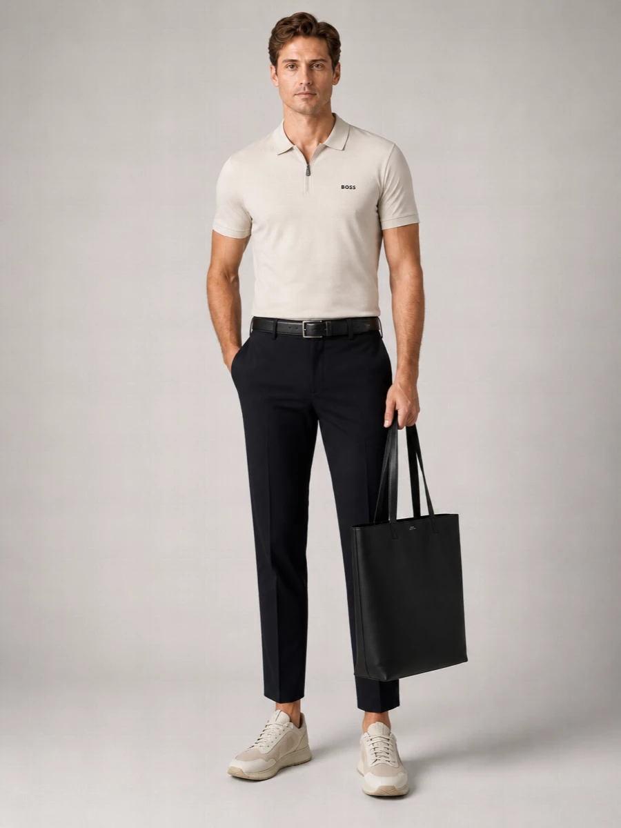 Boss Cotton Zip-Polo Shirt