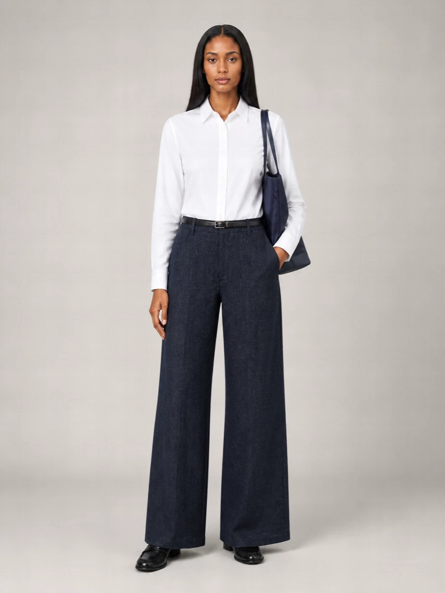 S Max Mara Chambray Wide-Leg Trousers