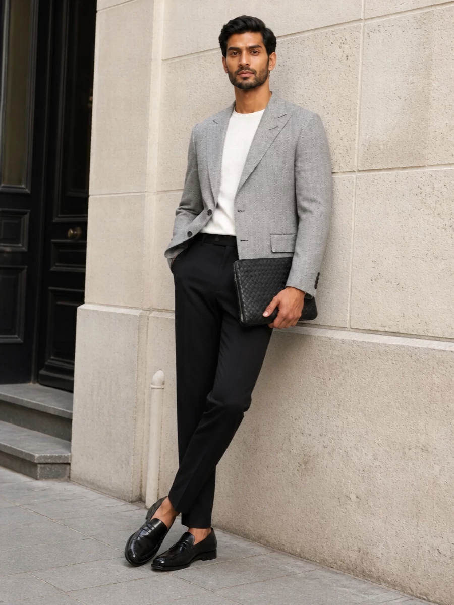Tom ford grey blazer black tailored trousers