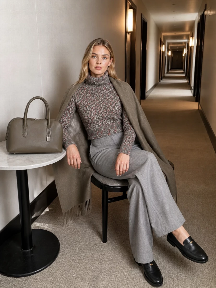 Stella mccartney cropped turtleneck grey wide leg