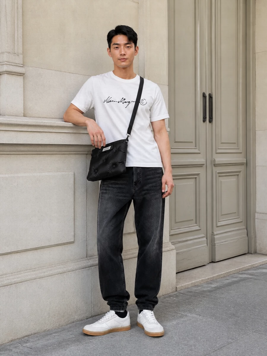 Mm6 margiela tee black jeans sneakers