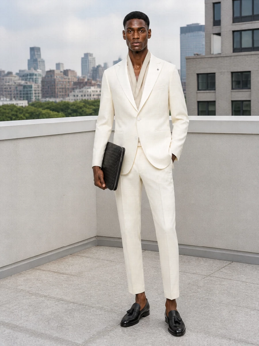 Tagliatore ivory dinner jacket cropped trousers