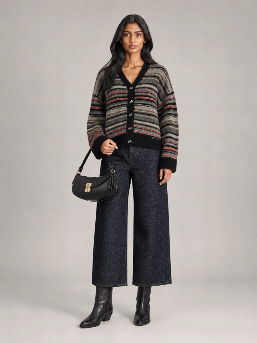 Ganni Embroidered Western Mid-Calf Boots