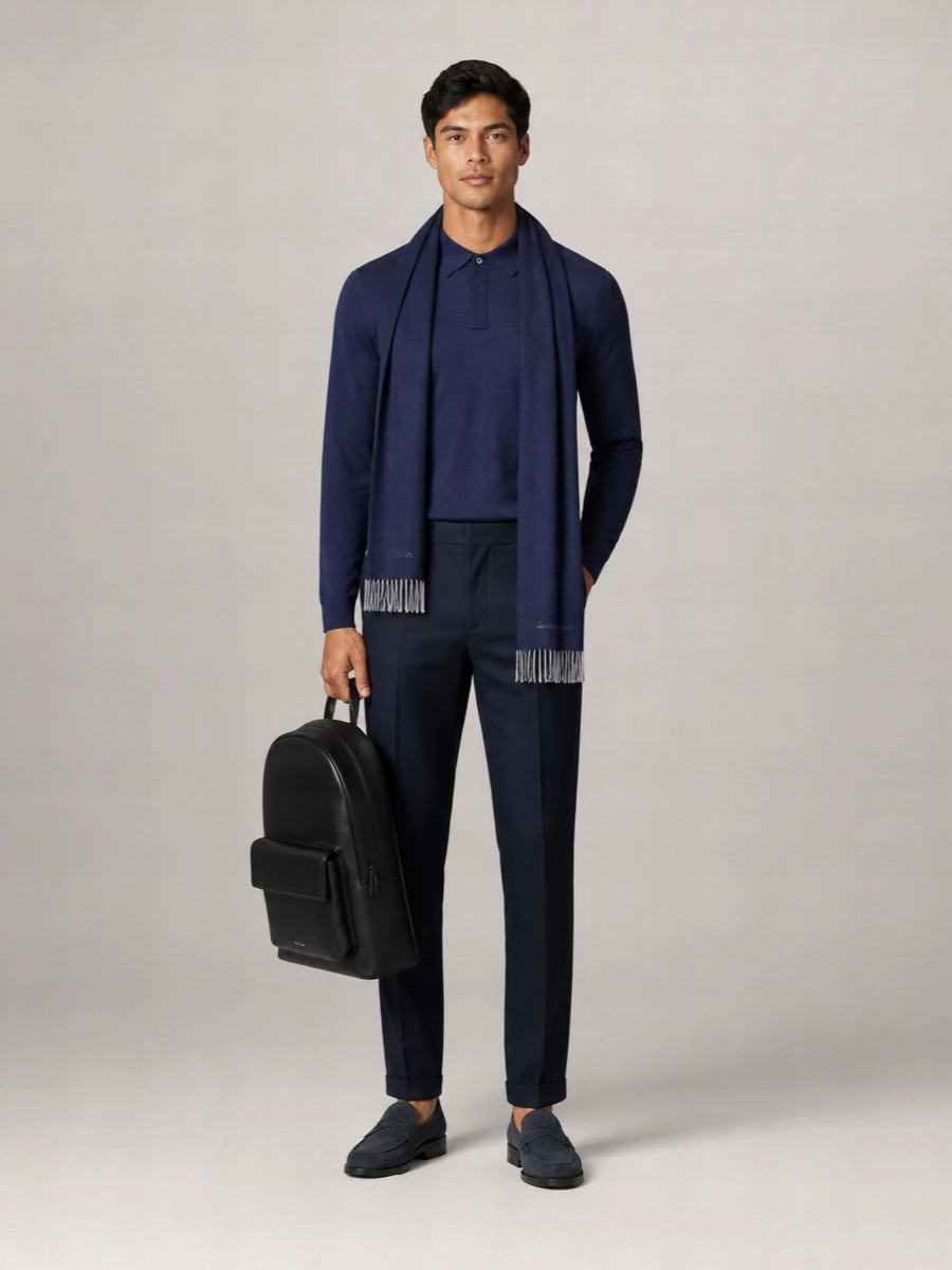 Paul Smith Merino Wool Long-Sleeve Polo Sweater