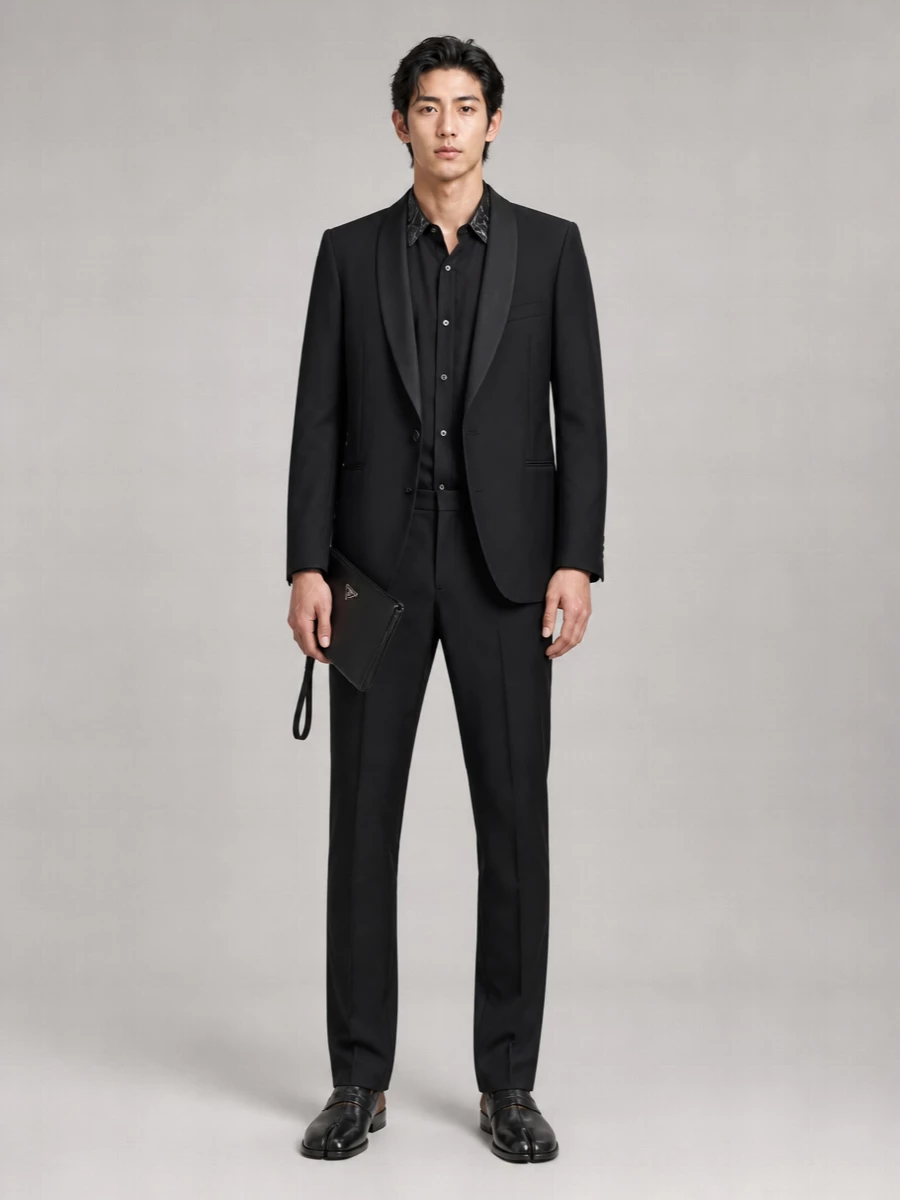 Maison Margiela Silk-Blend Shawl Neck Single-Breasted Blazer