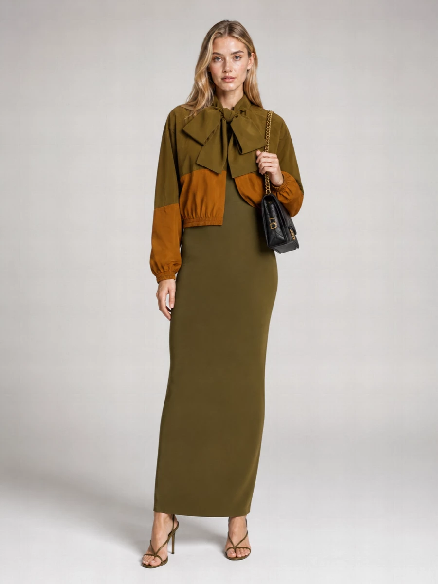 Saint Laurent Color-Block Single-Breasted Anorak Coat