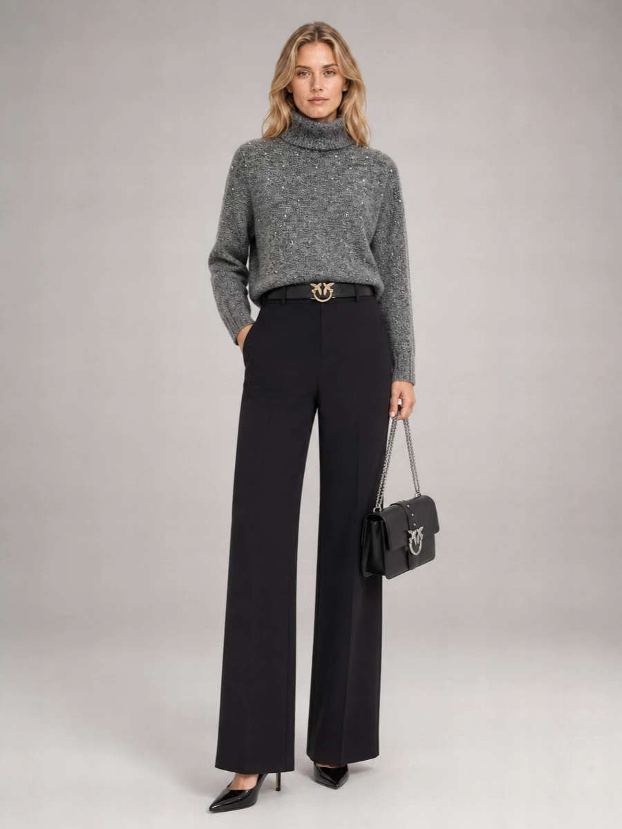 Pinko Crystal-Embellished Turtleneck Sweater