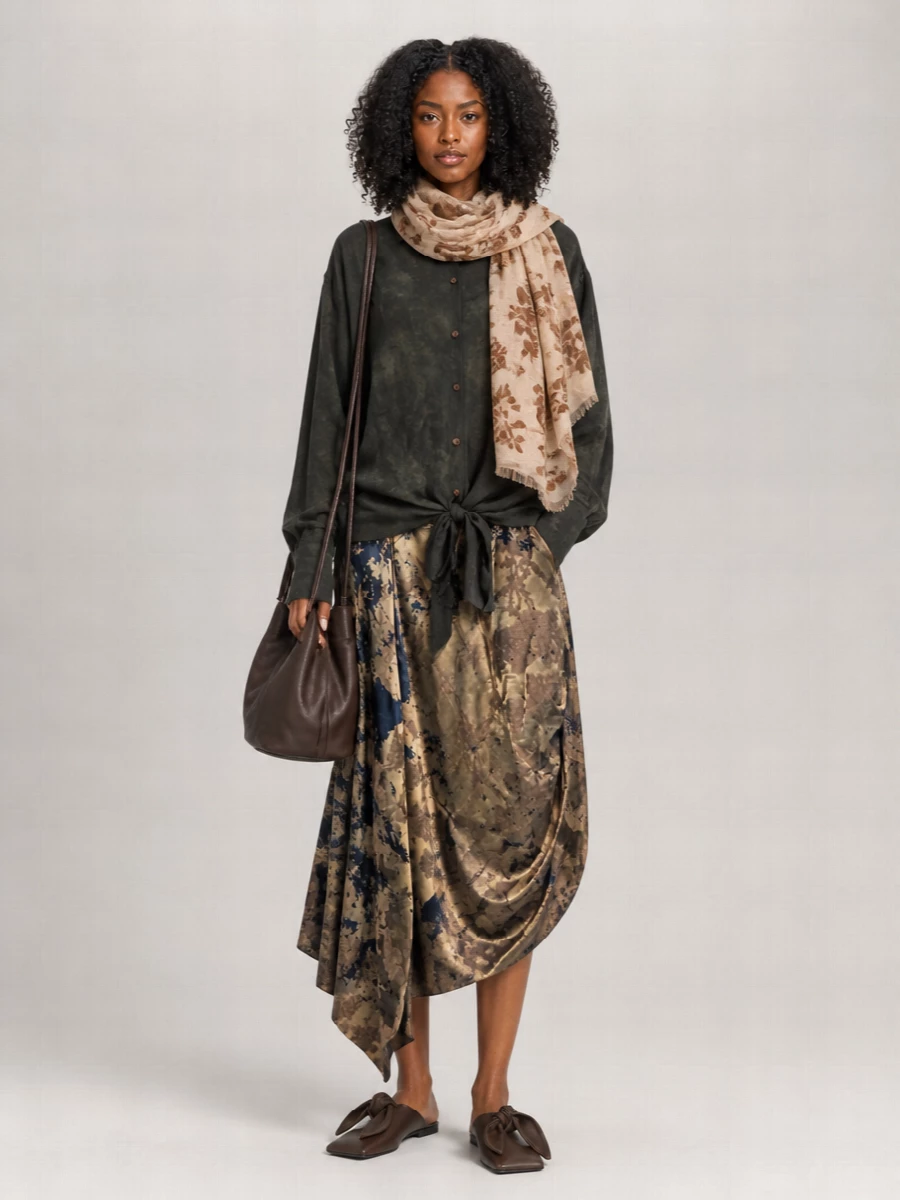 Uma Wang linen viscose asymmetric skirt