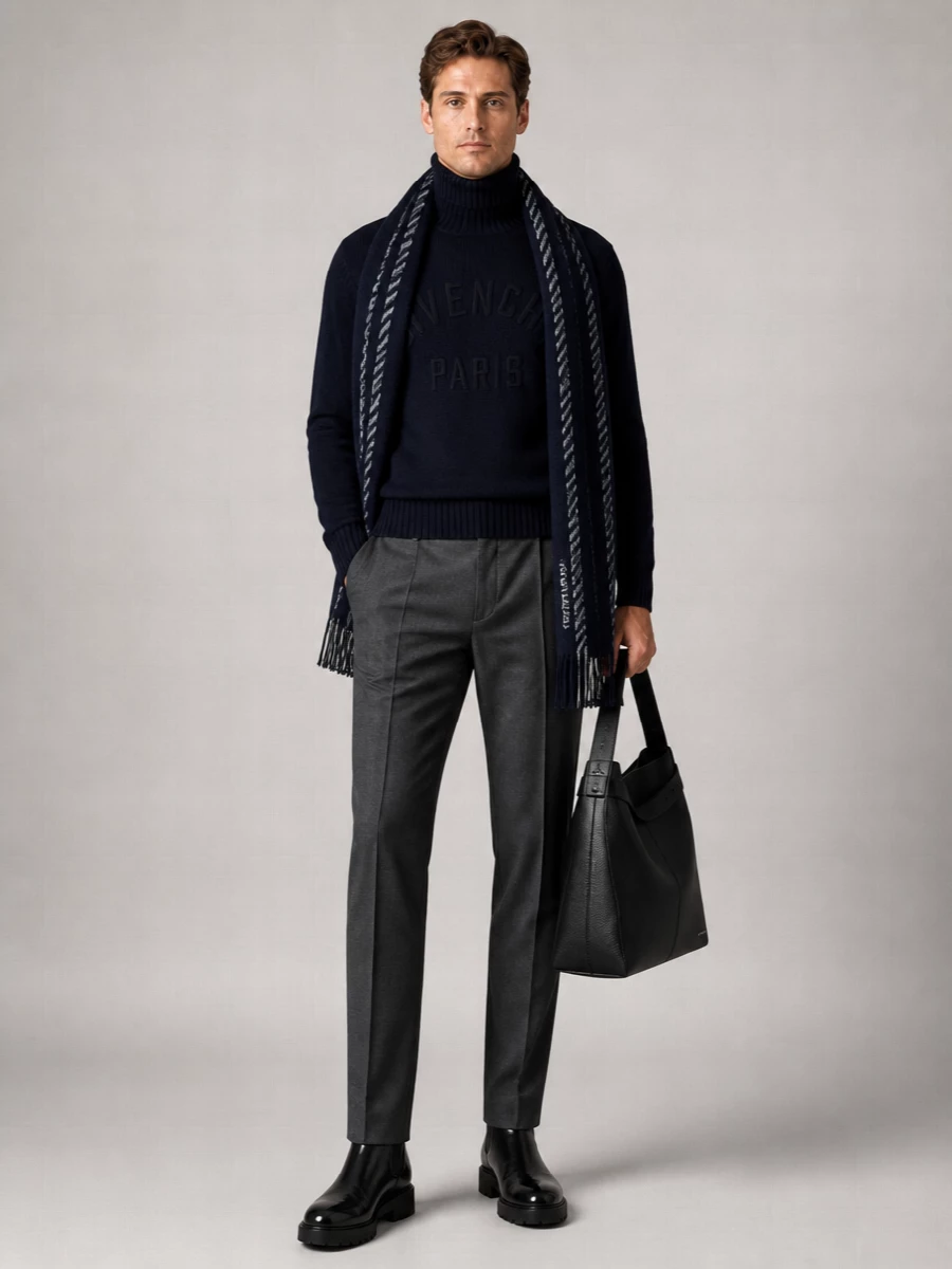Givenchy Cotton Ribbed Turtleneck Logo Sweater
