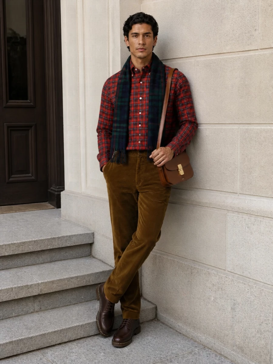 Polo ralph lauren tartan shirt corduroy trousers