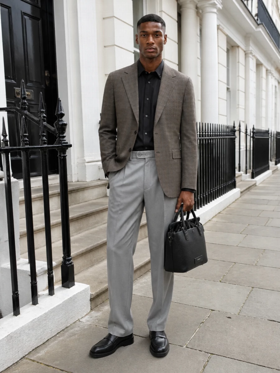 Maison margiela blazer grey trousers outfit