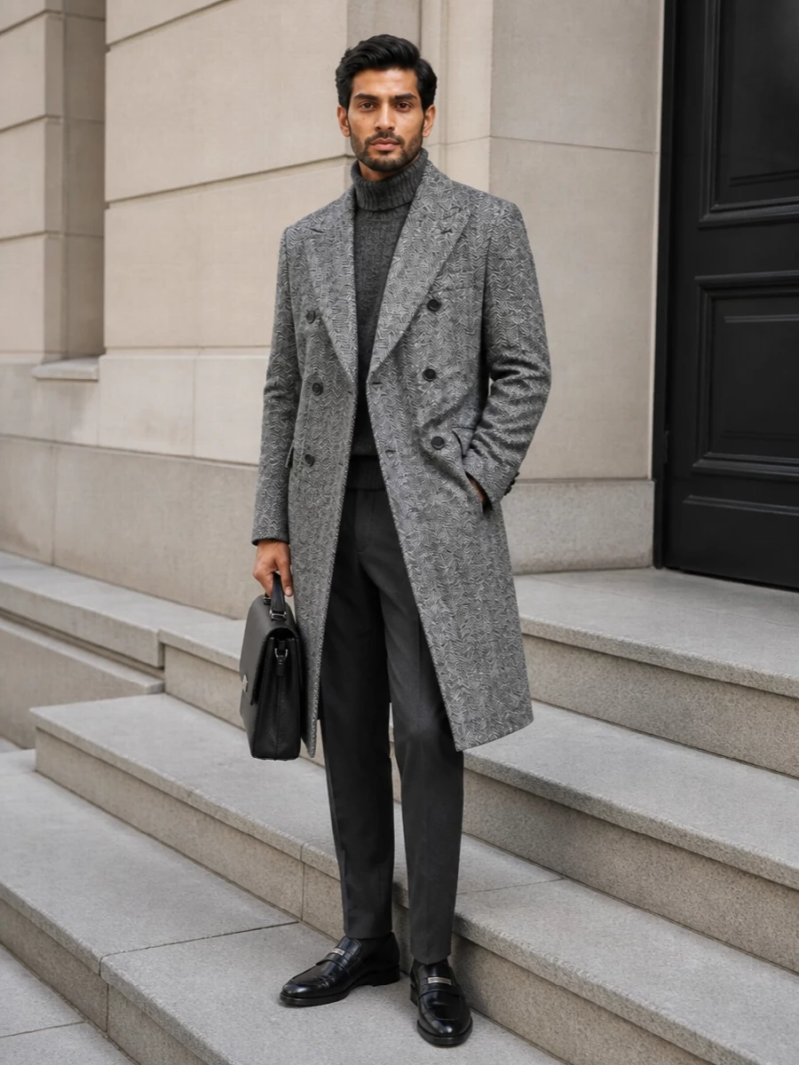 Dolce gabbana grey overcoat charcoal tailoring