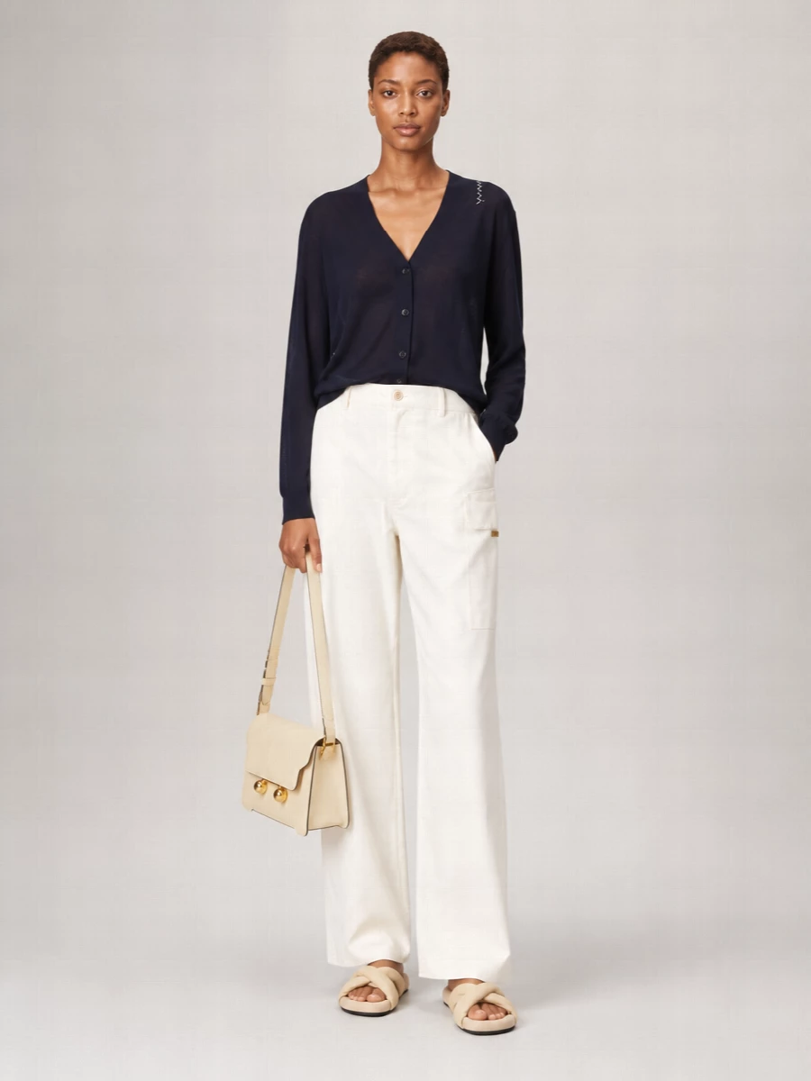 Marni Silk V-Neck Long-Sleeve Cardigan