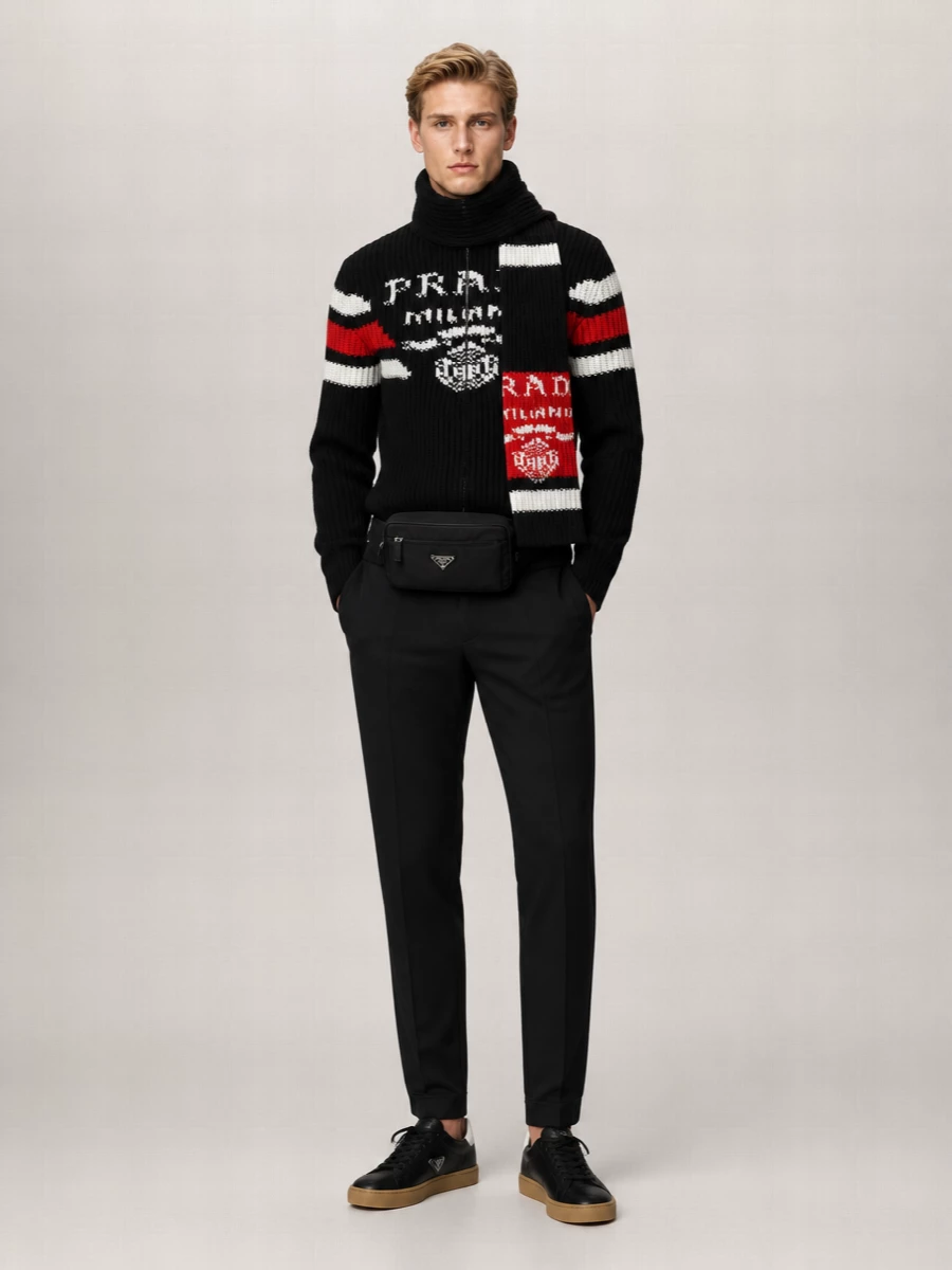 Prada Textured Striped Cashmere Cardigan