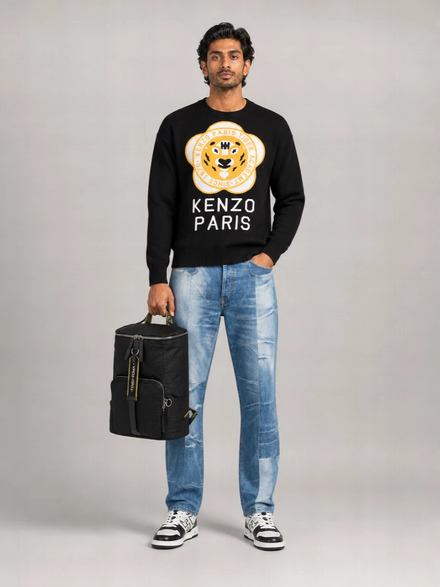 Fendi Polyester Ff Logo Jacquard Backpack