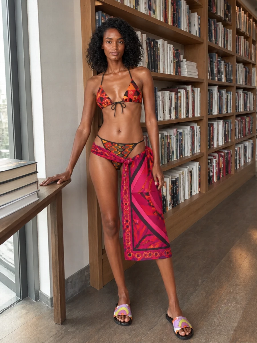 Pucci bikini set with slides and pouch bag