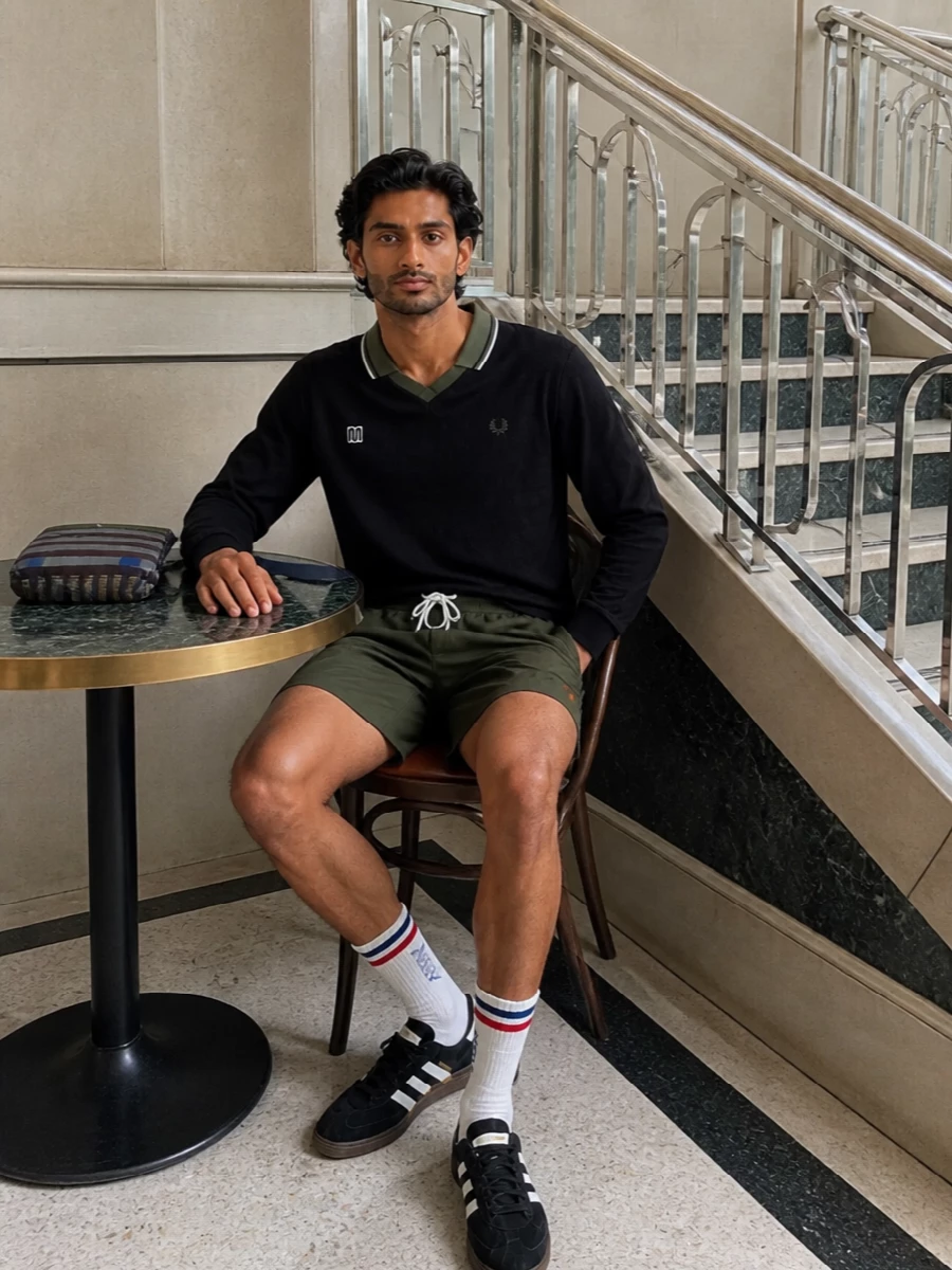 Fred perry jersey olive shorts adidas sneakers