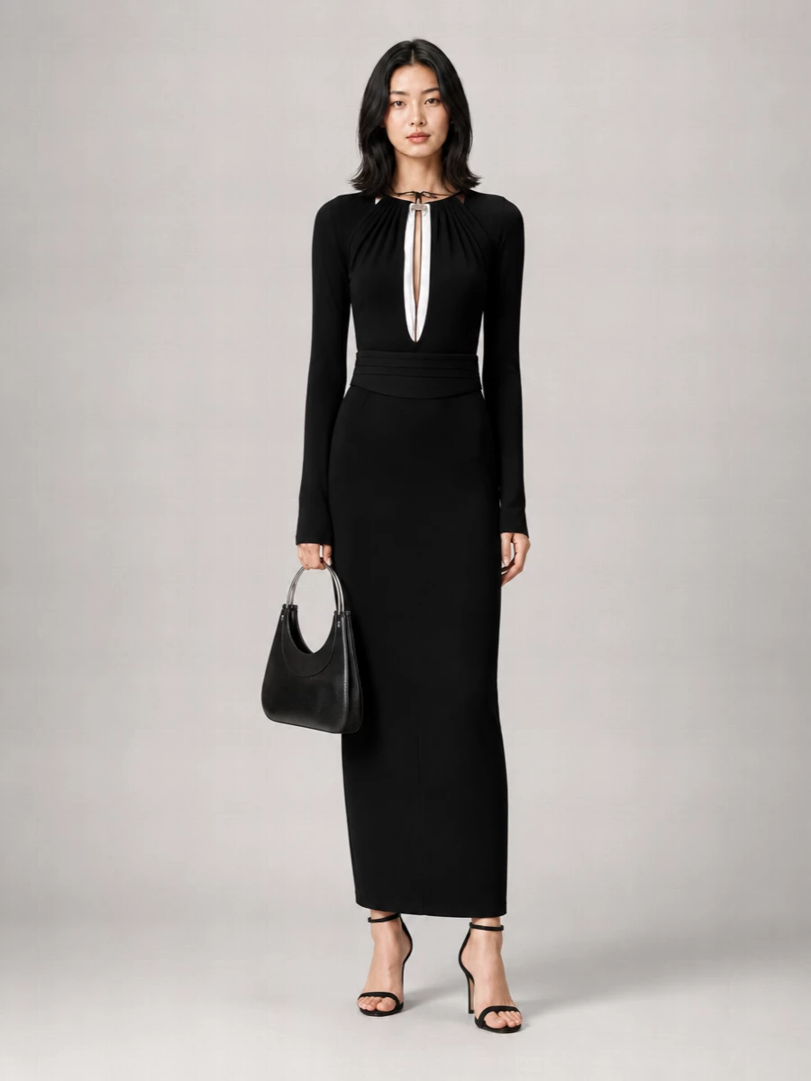 Marine Serre Draped Cutout Maxi Dress