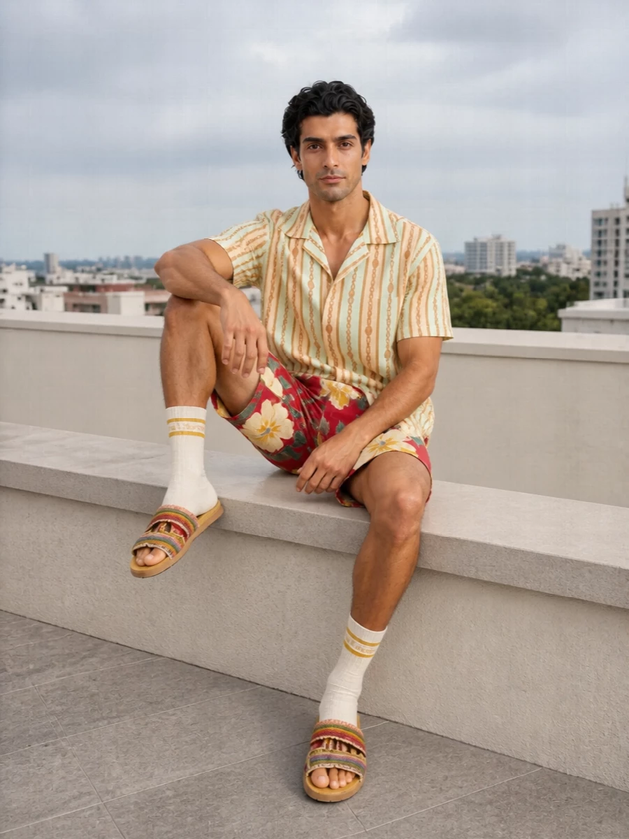 Drole de monsieur hibiscus shorts vacation outfit
