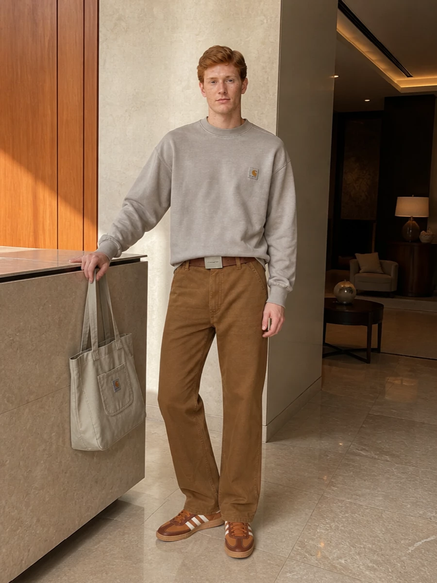 Carhartt pants adidas terrace sneakers outfit