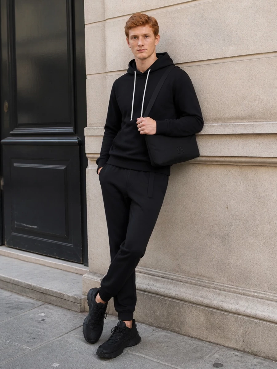 Moncler sneakers rick owens hoodie outfit