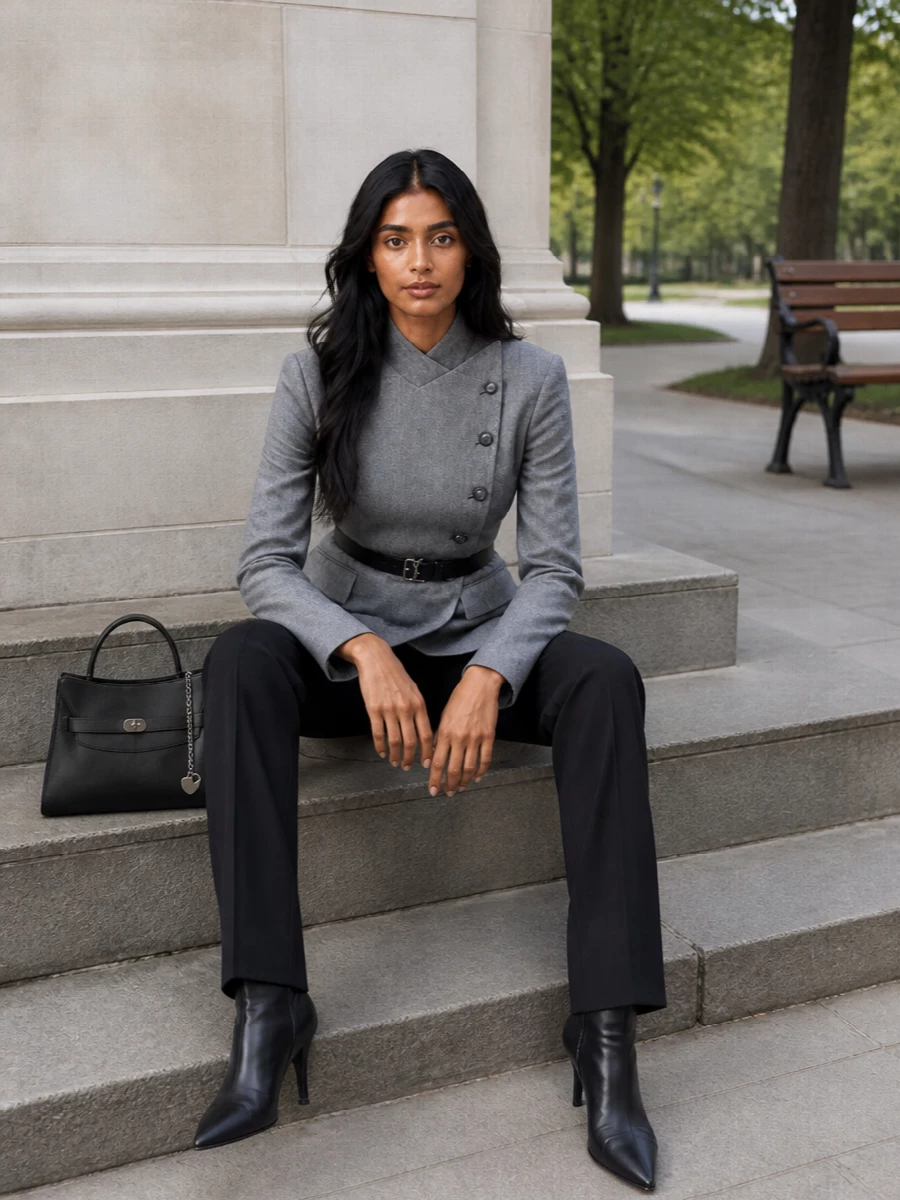 Alexander mcqueen grey blazer black trousers