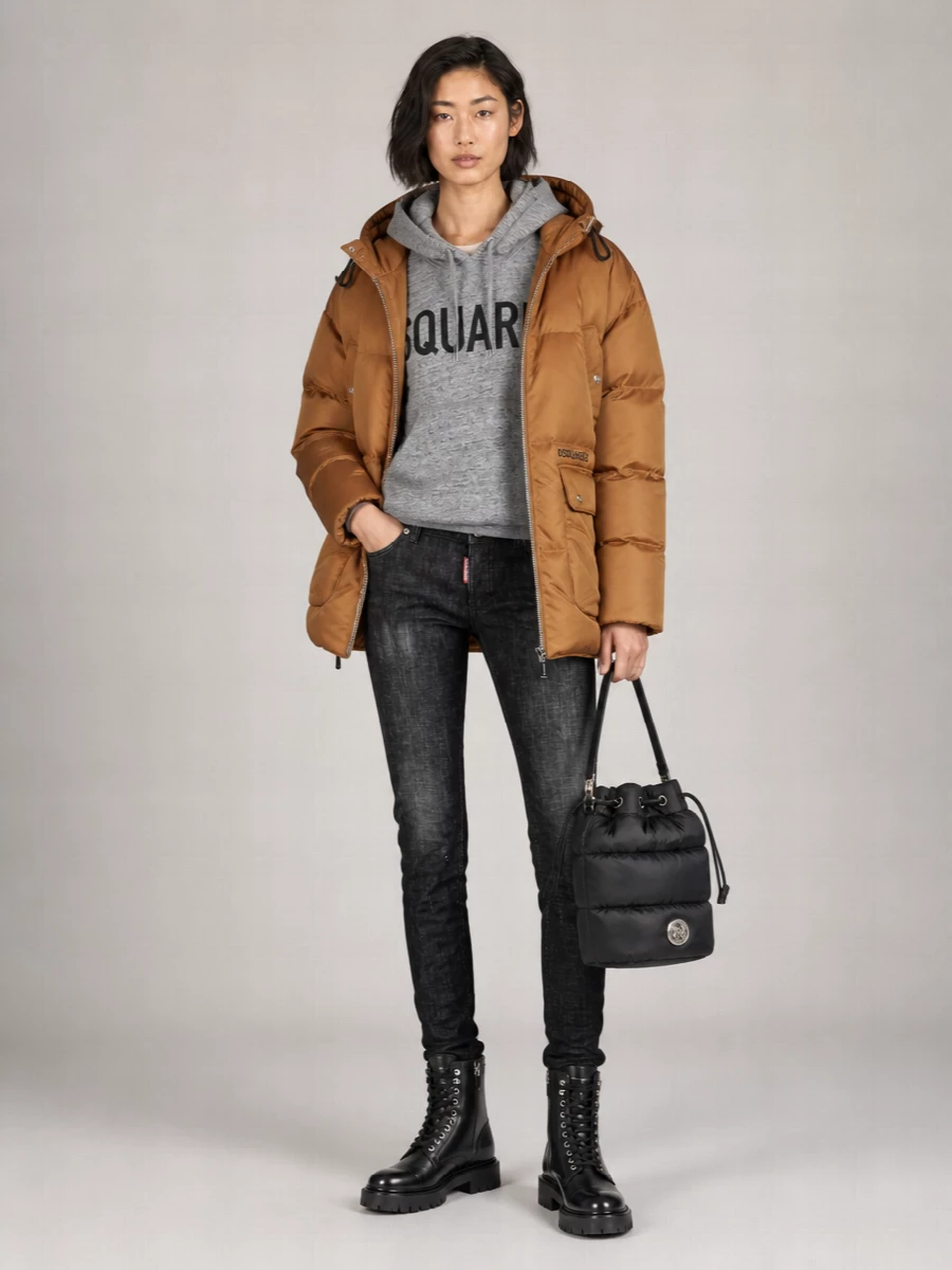 Dsquared2 Quilted Hooded Parka Coat