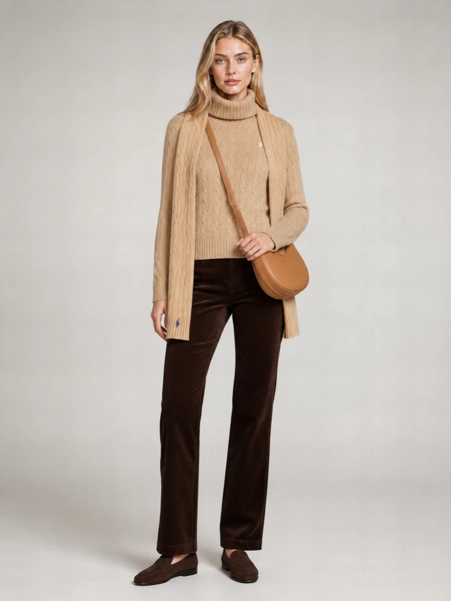 Ralph Lauren Wool Cashmere Cable Knit Turtleneck Sweater