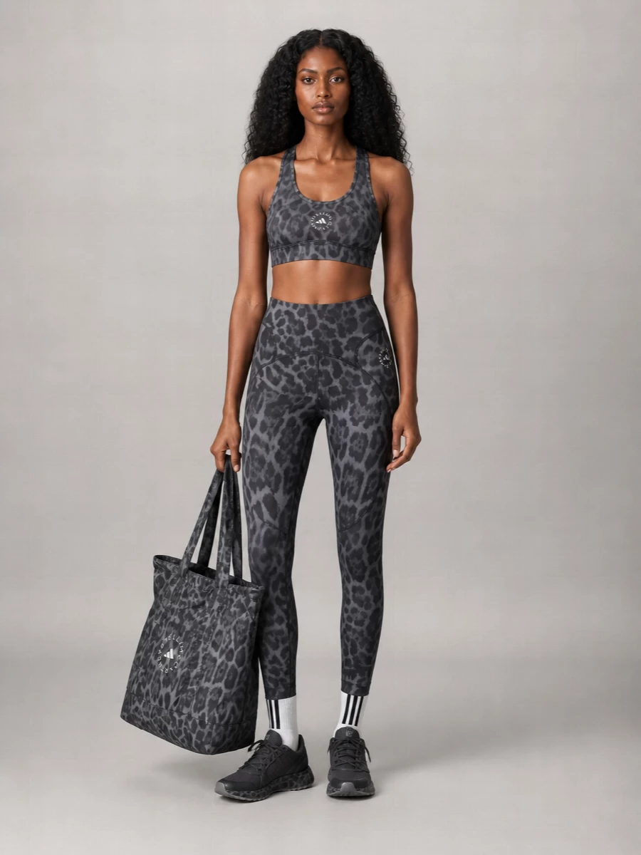 Adidas by Stella McCartney leopard-print scoop-neck racerback bralette