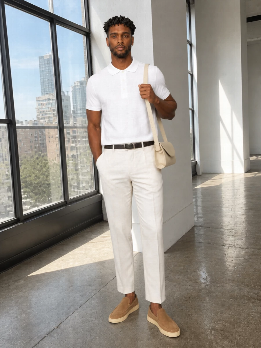 Lanvin white polo ivory cropped trousers outfit