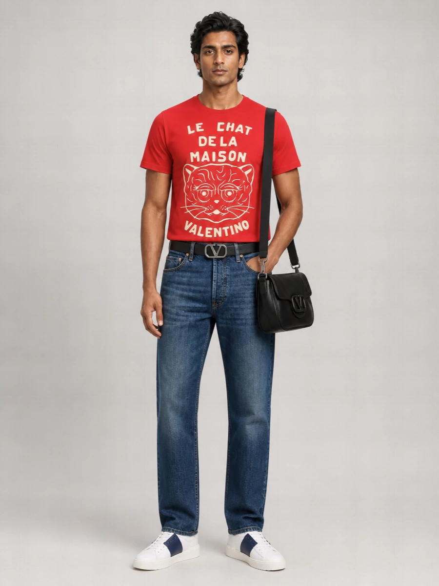 Valentino Cotton Le Chat De La Maison Printed T-Shirt
