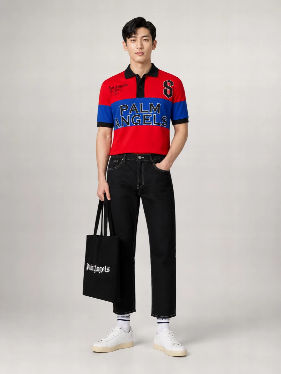 Palm Angels Wool Knit Logo Tote Bag