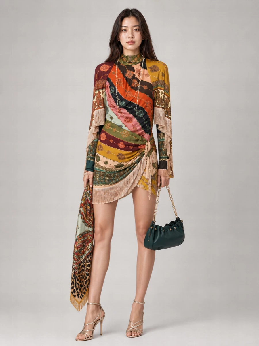 Zimmermann silk paisley-print draped mini dress